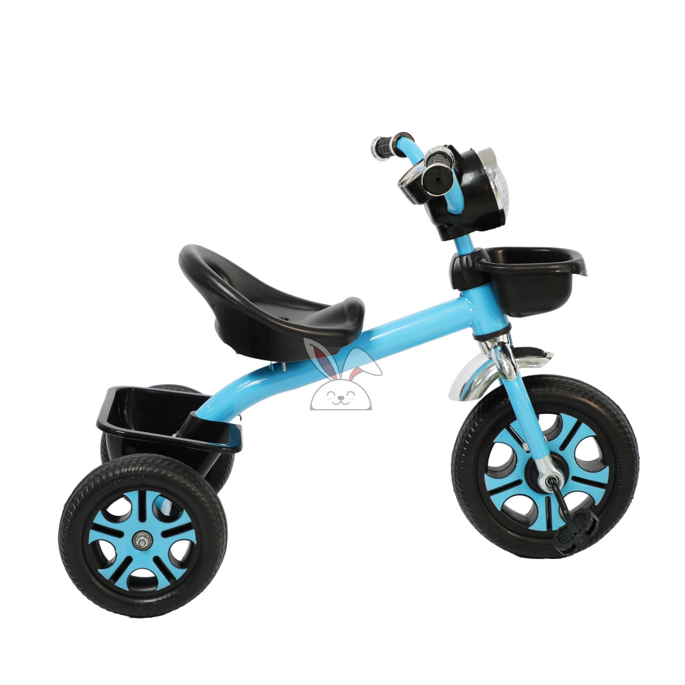 دراجة اطفال باللونين السماوي و الاسود بسلة خلفية  Cyan and black children's bike