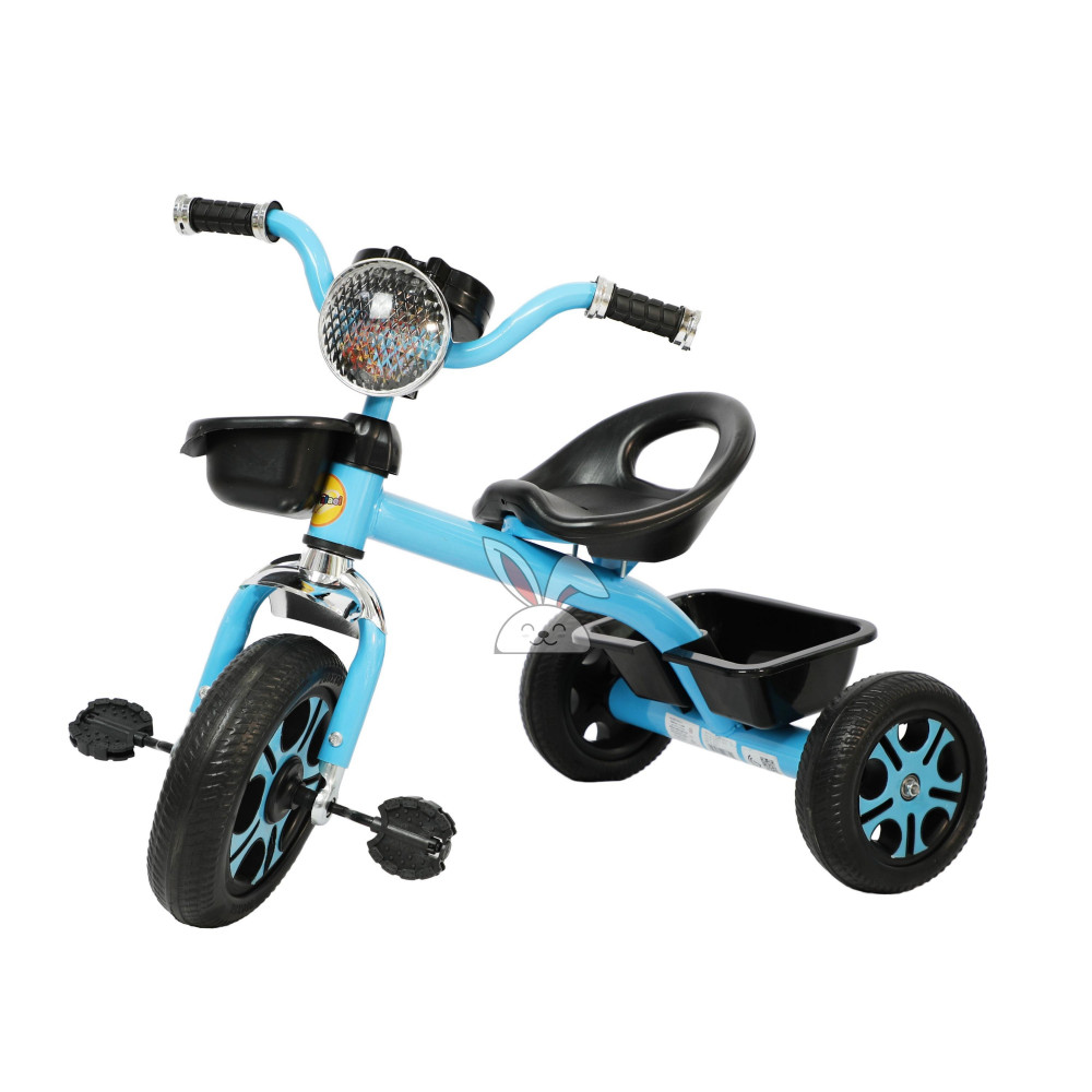 دراجة اطفال باللونين السماوي و الاسود بسلة خلفية  Cyan and black children's bike