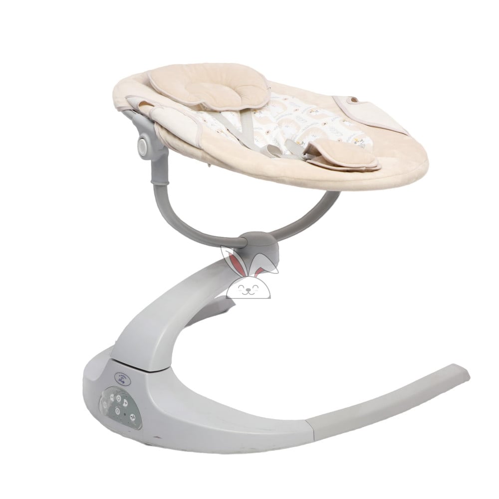كرسي هزاز كهربائي للاطفال باللونين الرمادي والبيج Gray and beige electric baby rocking chair