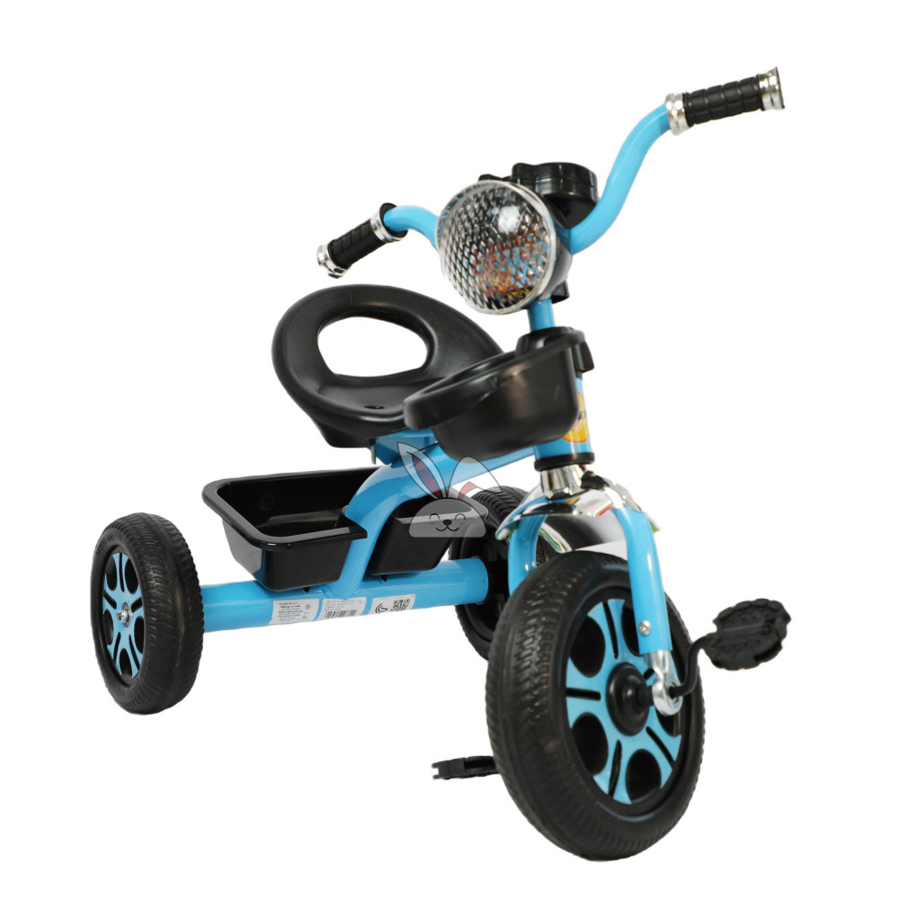 دراجة اطفال باللونين السماوي و الاسود بسلة خلفية  Cyan and black children's bike