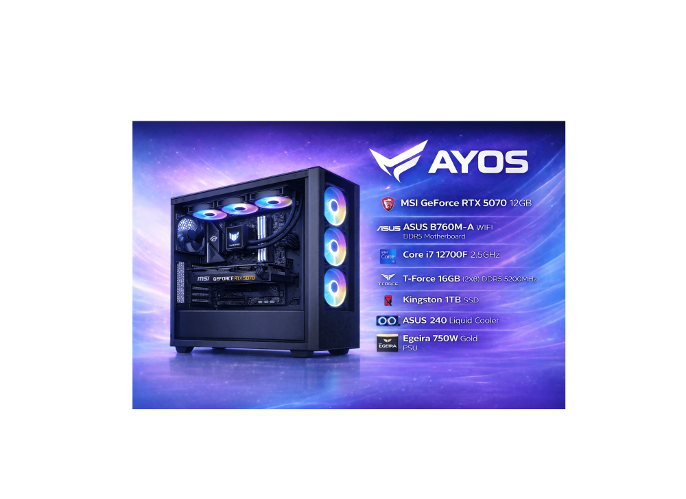 تجميعة قيمنق احترافية RTX 5070 12GB مع i7-12700F – أداء عالي بسعر ذكي