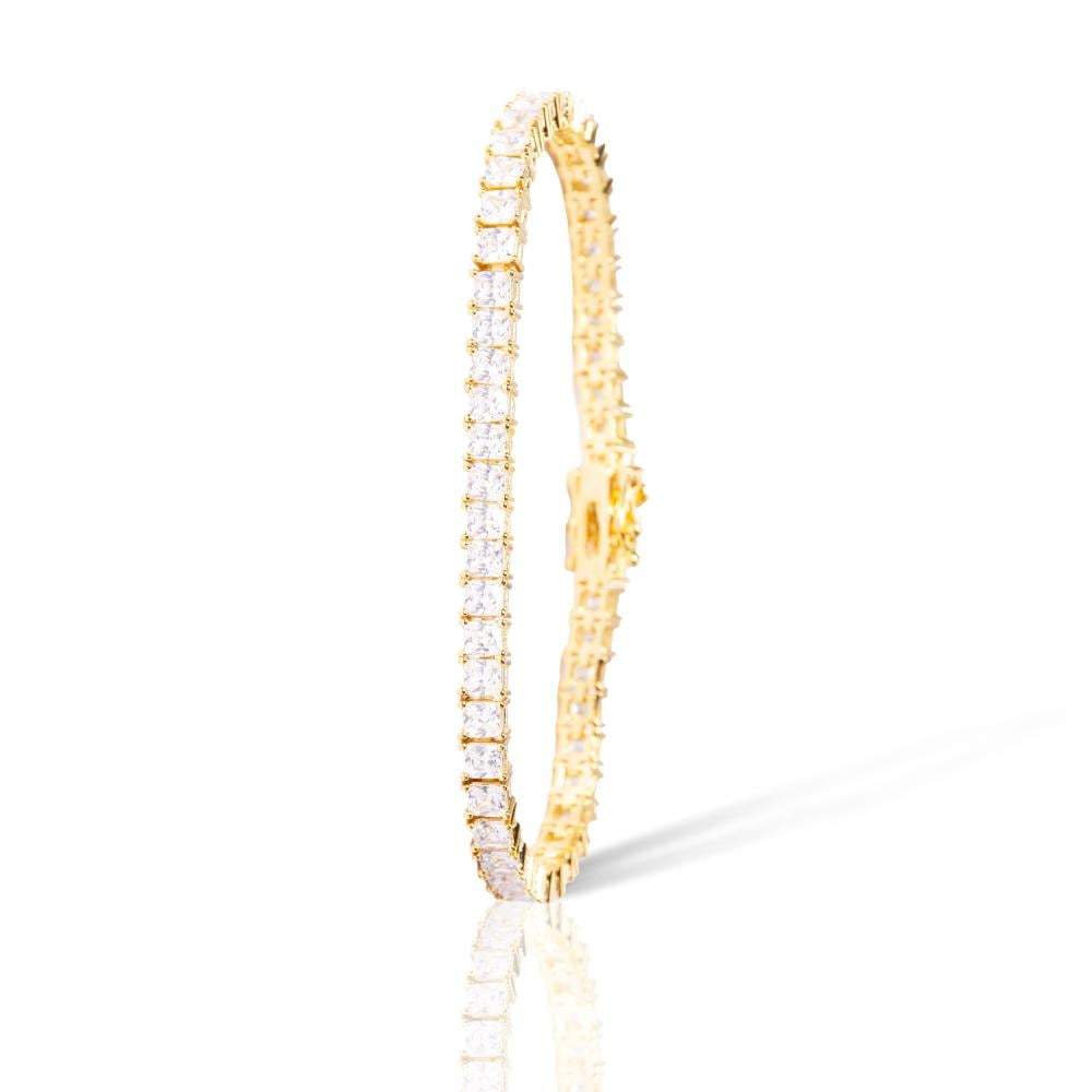 اسوارة تنس مربعة زركون ذهبي مقاس 2.5mm