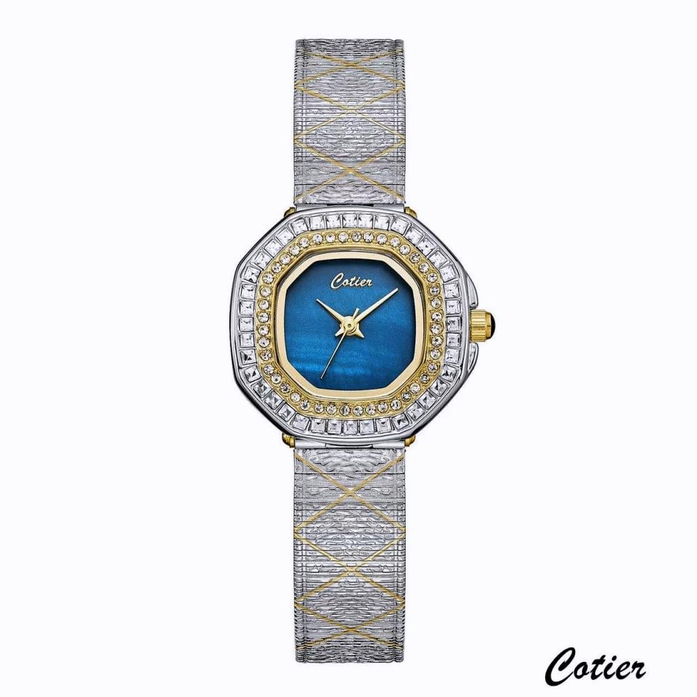 ساعة نسائية حصيرة مقاس 26 mm باللون الفضي والذهبي