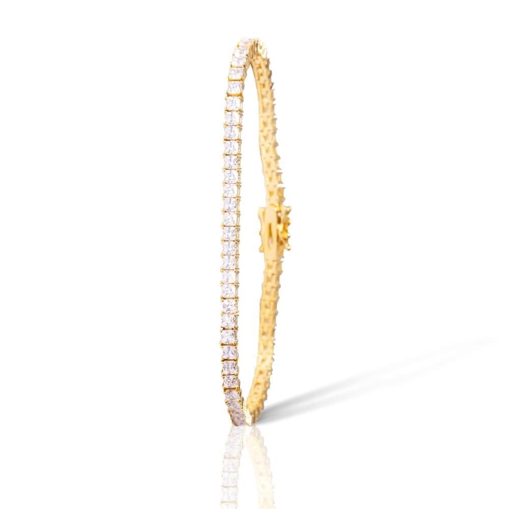 اسوارة تنس مربعة زركون ذهبي مقاس 1.5mm