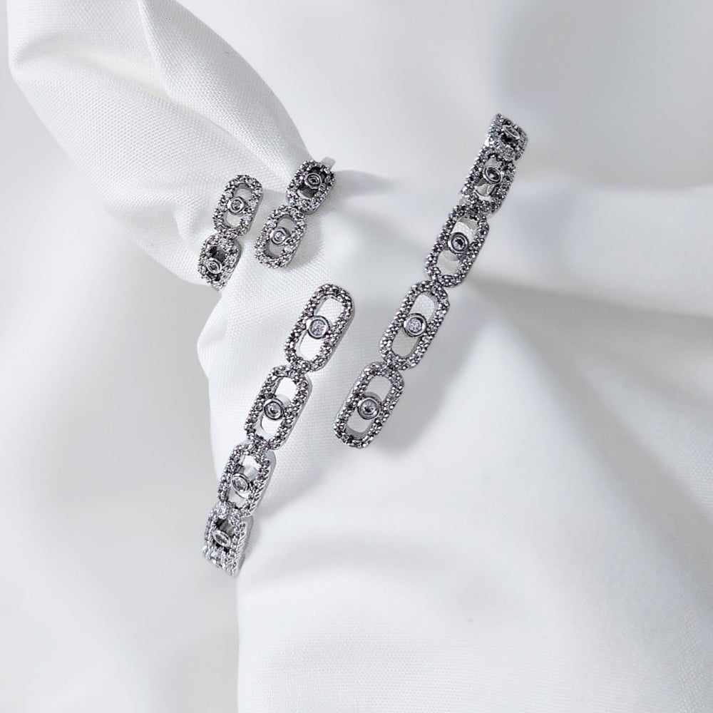 اسوارة مع خاتم زركون فضي