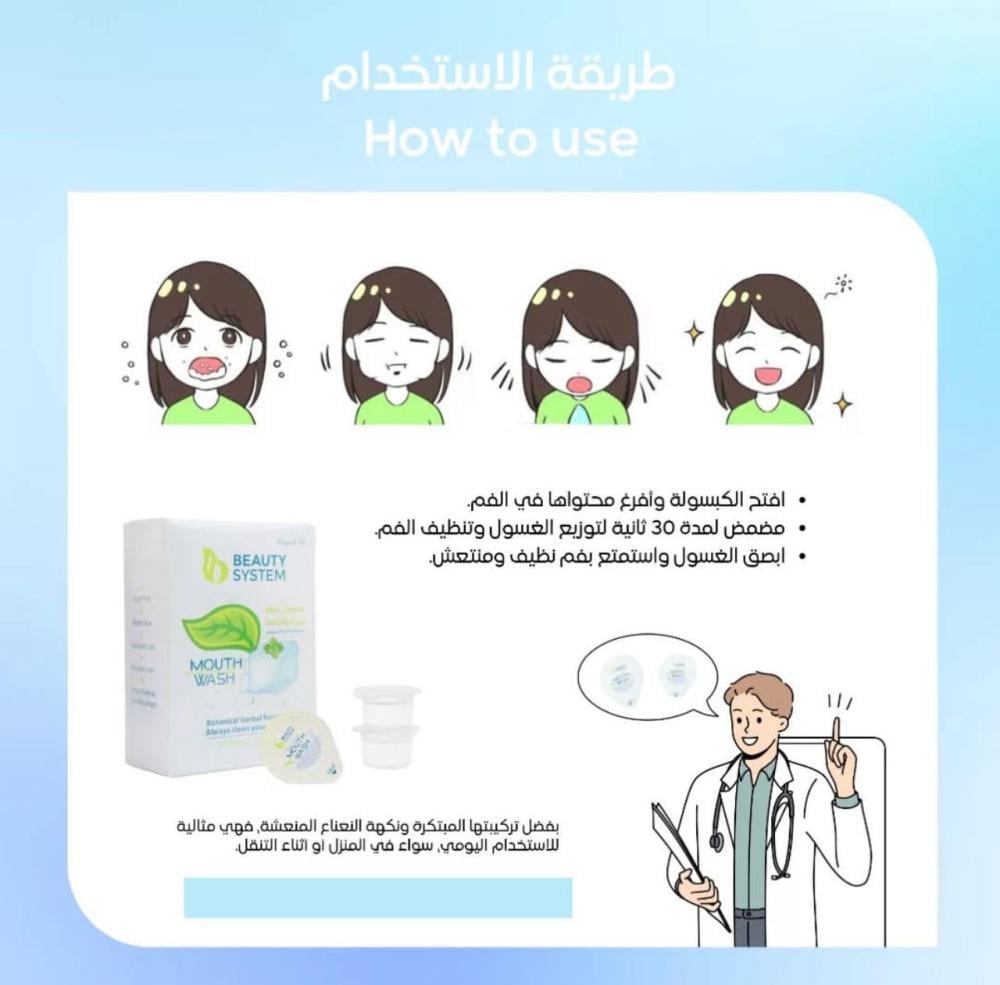 كبسولات غسول الفم بنكهة النعناع من بيوتي سستم - 20 حبه