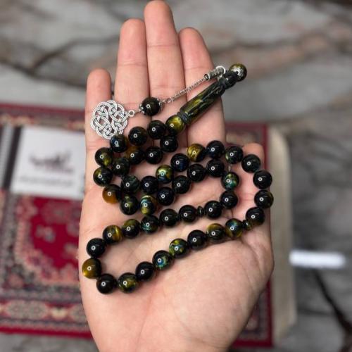 سبحة بكلايت اسود مخلوط عسلي طربزونة
