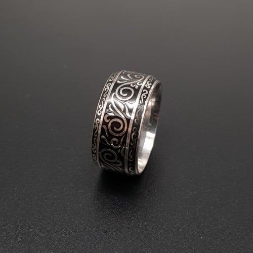 دبلة رجالية فضة اسود 925