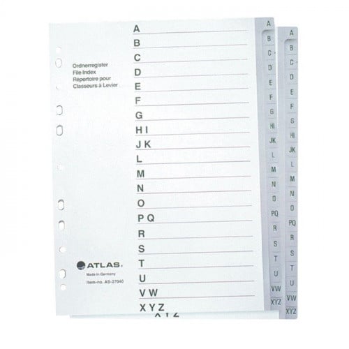 Atlas Plastic Divider A4 A-Z Bx=15st