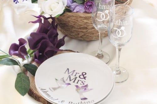 2 صحن تصميم حمامتين