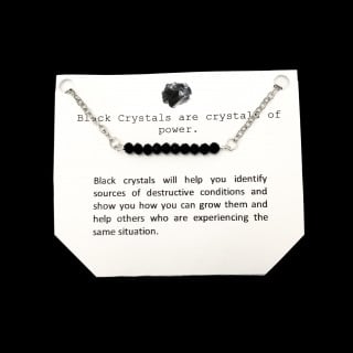 سلسال الكرستال الأسود مع كرت | Black crystal neckl...