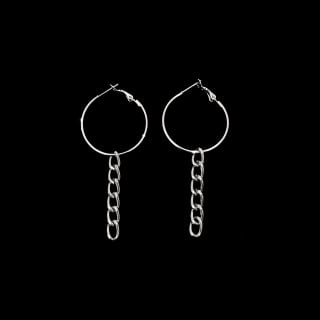 حلق فضي مع سلاسل | Silver hoop earrings