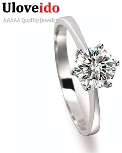 خاتم نسائي مقاس 7 أمريكي مزين بالكرستال الشفاف