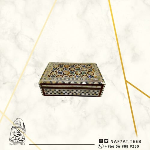 صندوق فاخر مصنوع يدوي من الفسيفساء ومبطن بالمخمل الناعم ( حجم كبيير 20×12×6)