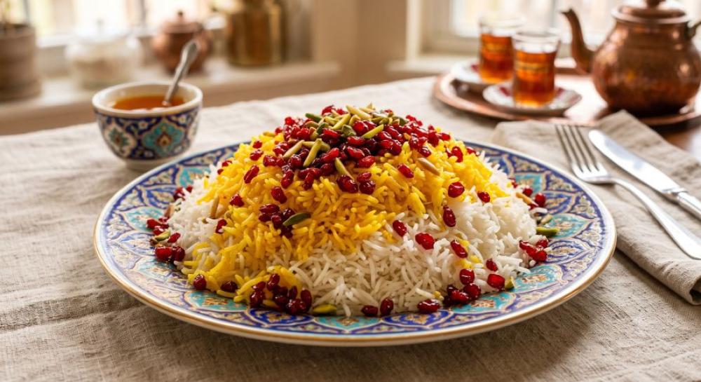 طريقة عمل الأرز الإيراني الأصلي بالزعفران والزرشك (خطوة بخطوة)