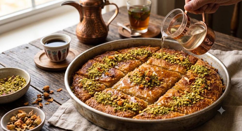 طريقة عمل الكنافة الكذابة بالتوست والقشطة خطوة بخطوة