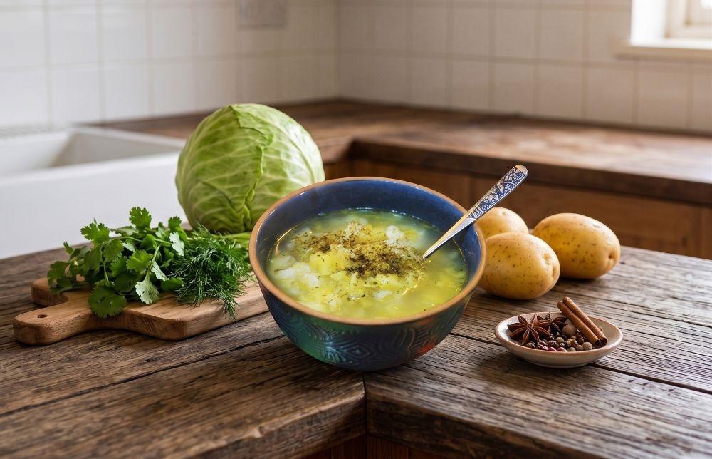 شوربة الملفوف مع الكزبرة والشبت