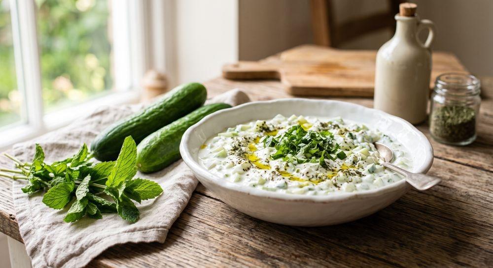 طريقة عمل سلطة الزبادي بالخيار المنعشة