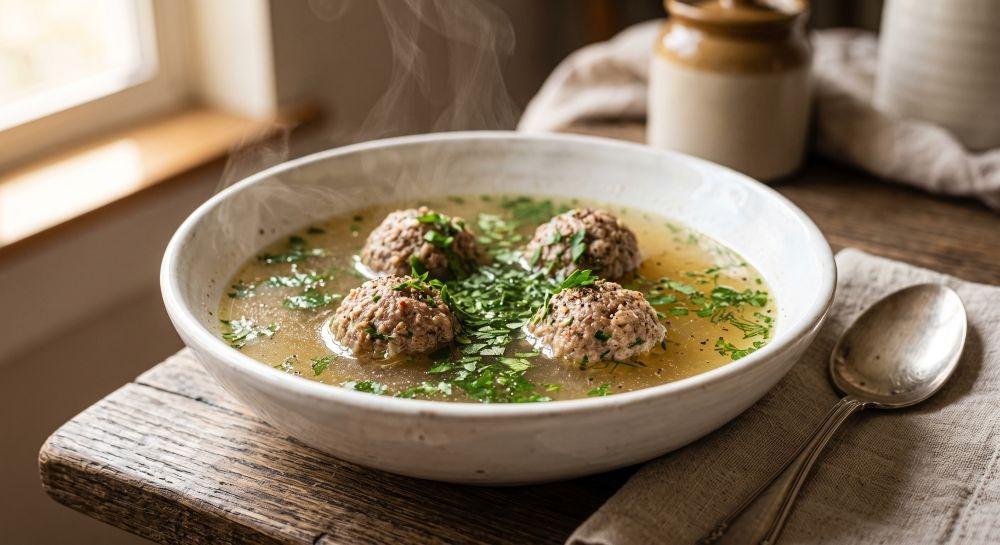 طريقة عمل شوربة كرات اللحم بالأرز.