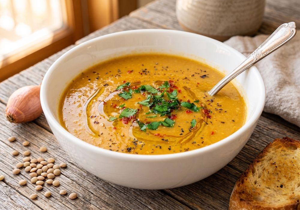 طريقة عمل شوربة العدس بالخضار