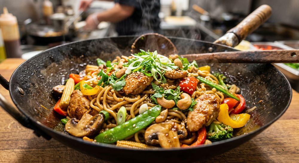 طريقة عمل دجاج على الطريقة الصينية بالنودلز والخضار 🥢