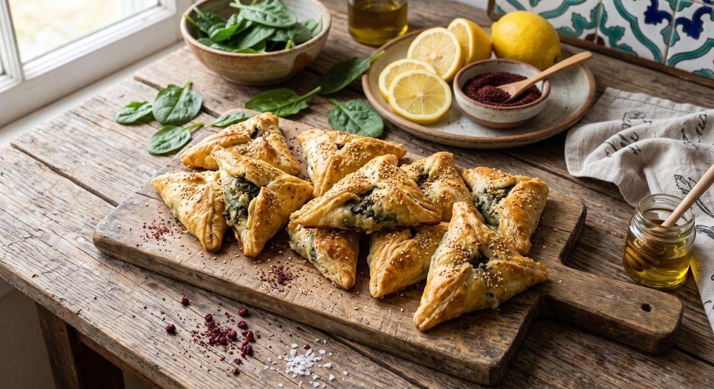 طريقة عمل فطائر السبانخ الهشة خطوة بخطوة