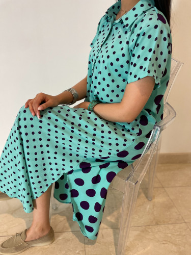 فسيتين اخضر منقط بنفسجي ناعم انيق رقيق بارد مريح