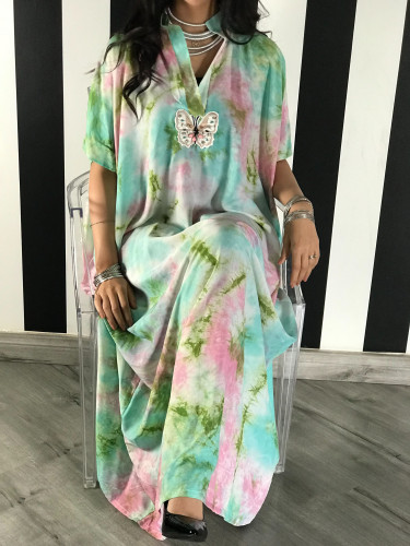 ثويب يومي بخامتنا الباردة وبطبعات Tie Dyi بألوان مميزة