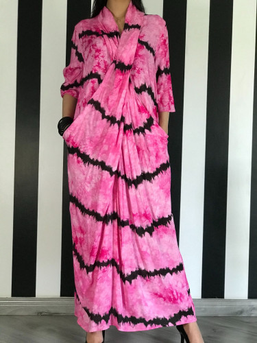 ثويب اللف TieDiy الأكمام قابلة للتعديل تلبسينها بطريقتين