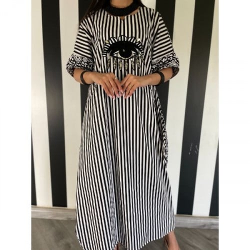 ثويب قطني بموديلنا الكلاسيكي وبإضافة حسب ماتحبون عين او خيل