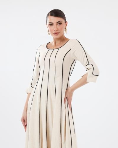 Linen Dress with Black Lines