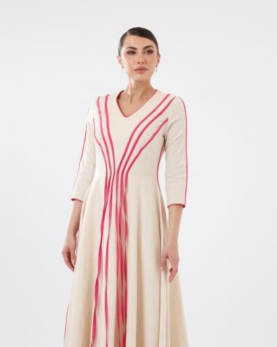 Linen Dress with Pink Lines