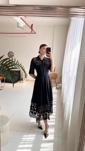 Black dress with pearls