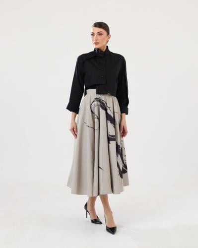 تنورة تفته رمادي أسود Taffeta Skirt