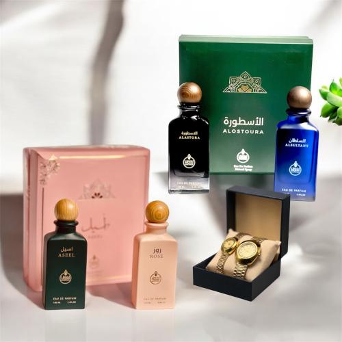 بكج العطور الأربعة مع الساعات