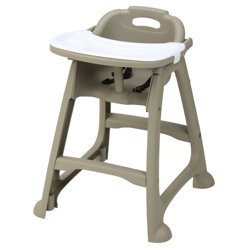 كرسي طعام للأطفال بلون بيج مع صينية بيضاء قابلة للإزالة