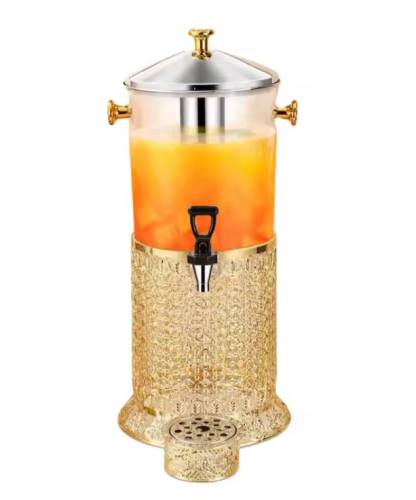 موزع عصير 8 لتر قاعدة مزخرفة ذهبي