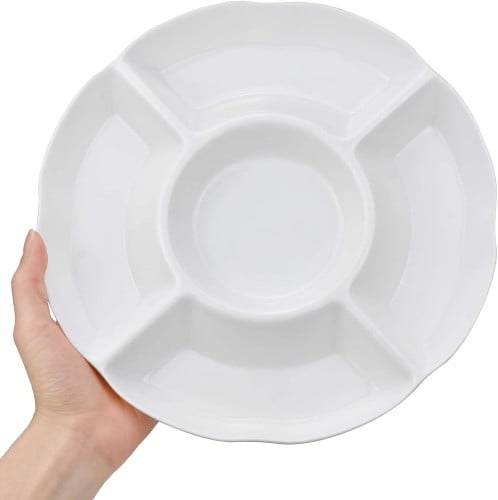 صحن وجبات خفيفة دائري 5 اقسام