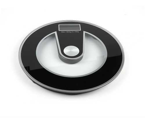 ميزان جسم زجاجي دائري  180 كجم  شاشة LCD عالية الدقة  أسود
