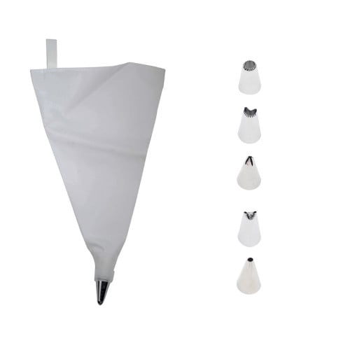 طقم اقماع ستيل 6 حبة مع كيس تزيين