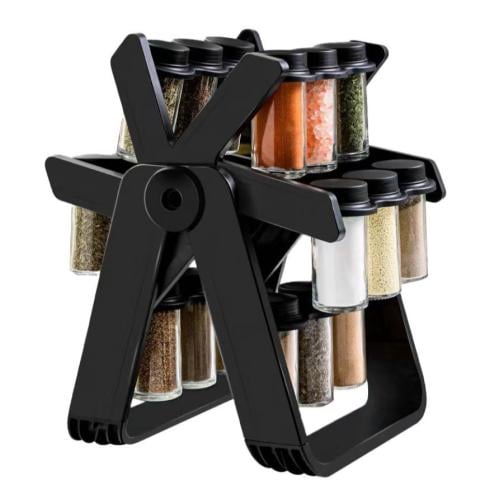 حامل علب بهارات بلاستيك اسود