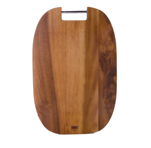 لوح تقطيع خشب تايلندي بيضاوي يد استيل 35.6x23x2.5 سم