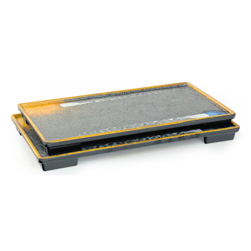 صحن ميلامين مستطيل بقاعدة ملون