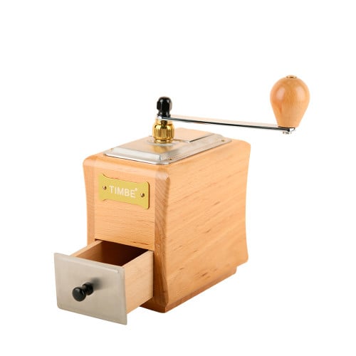 مطحنة بن يدوية مع درج خشبية بني فاتح