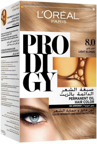 صبغة الشعر الدائمة بالزيت من لوريال باريس - أشقر فاتح 8.0 (بدون امونيا)