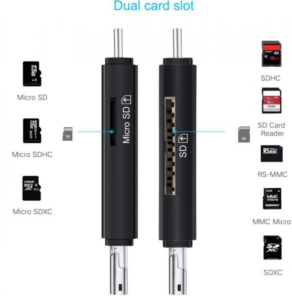 قارئ بطاقة Micro USB 3 من النوع C مع بطاقة SD وبطاقة TF محول بطاقة
