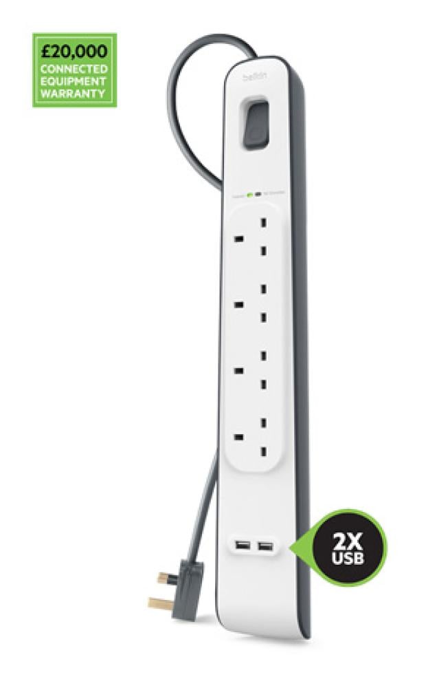 Belkin 4-Outlet Surge Protector with 2 USB-A Ports