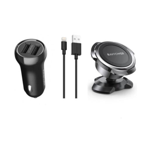 بكج راف باور شاحن سيارة ، كيبل ايفون USB ، حامل جو...