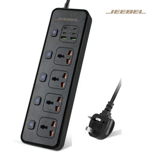توصيلة كهرباء جيبيل 4 منافذ كهربائية 2 منفذ USB مع...