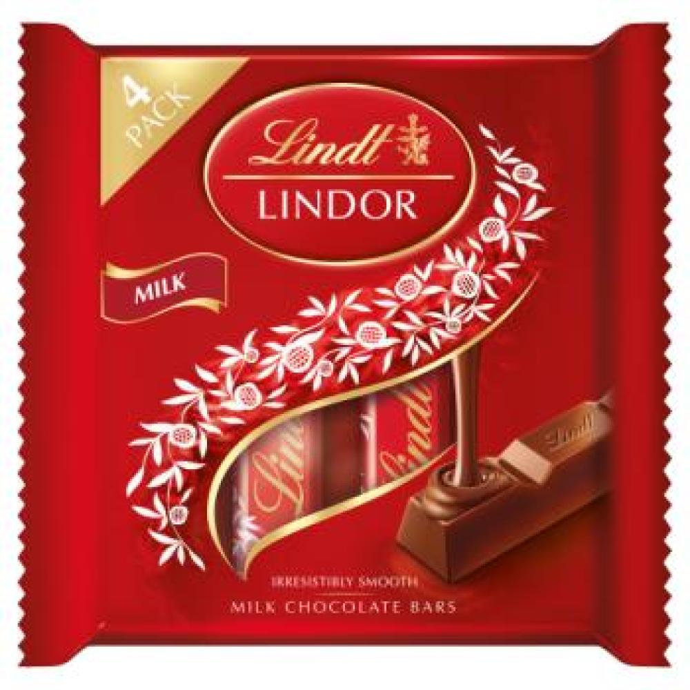 شوكولاتة ليندت (Lindt & Sprüngli) ليندور بالحليب عبوة متعددة 4 × 25 جم 100جم